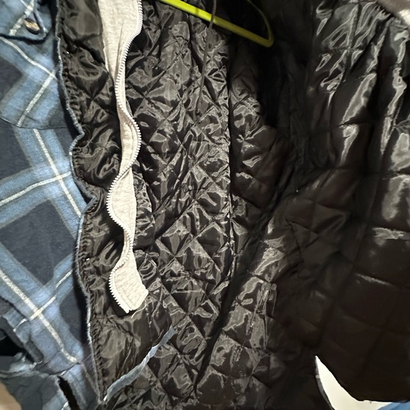 VTG Bugle Boy Dakota Plaid Quilted Lined Flannel Shirt Jacket. Zip Hoodie. Large - Picture 12 of 14
